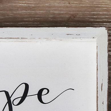 Parisloft Where There Is Hope There Is Faith Wood Wall Framed Sign, White Washed, 11.8"W x 7.8"H