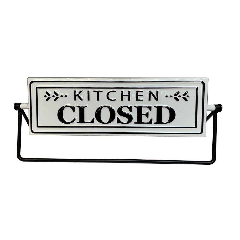 Parisloft Kitchen Open/Closed Swivel Metal Tabletop Sign Decor, White ...