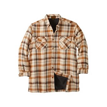 Boulder Creek by KingSize Men's Big & Tall Fleece-Lined Flannel Shirt Jacket