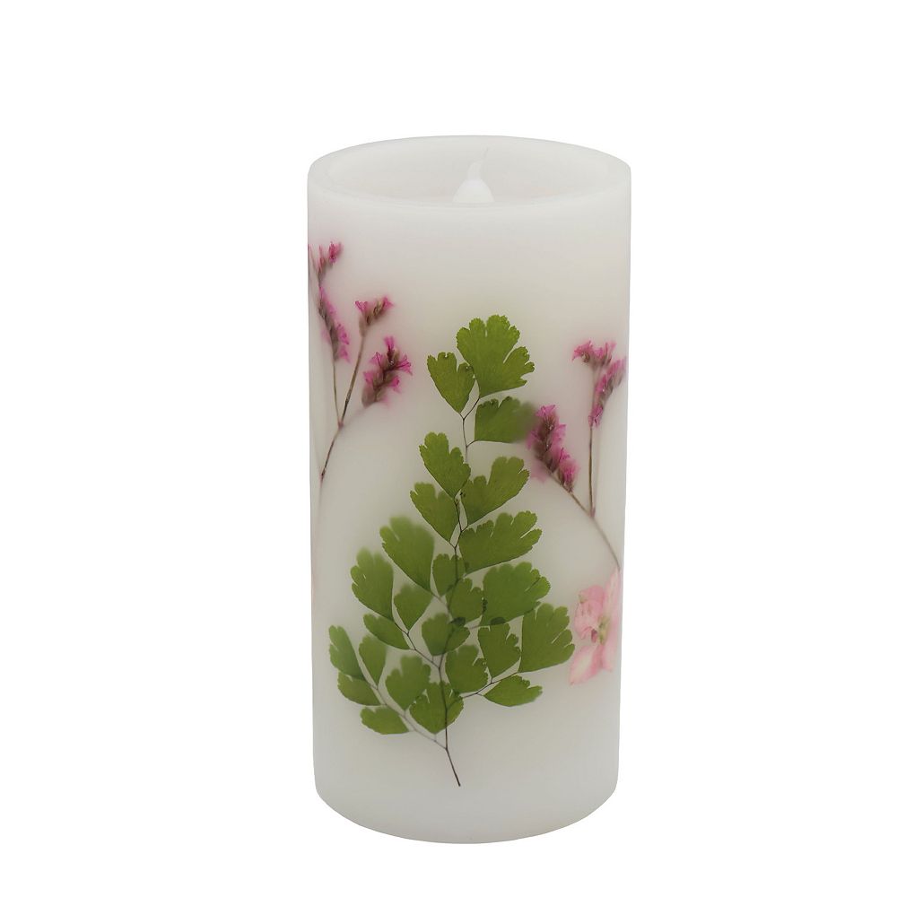 Everyday Décor Large Pink Botanical LED Candle