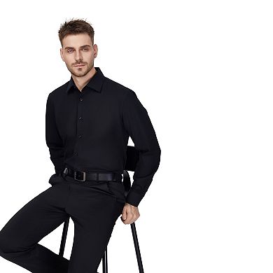 Men's Bespoke Classic-Fit Textured Easy Care Dress Shirt