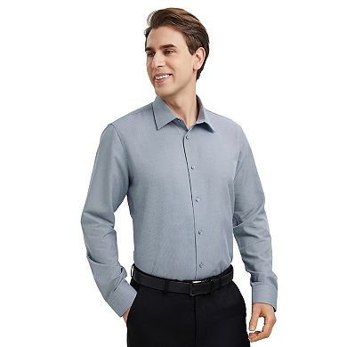 Men's Bespoke Classic-Fit Textured Easy Care Dress Shirt