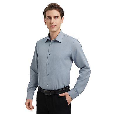Men's Bespoke Classic-Fit Textured Easy Care Dress Shirt