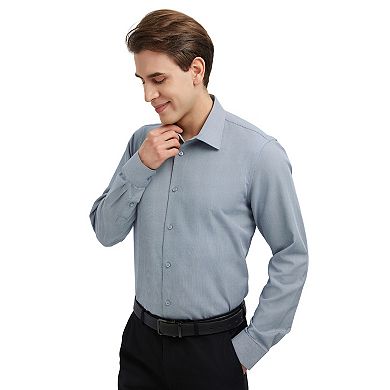 Men's Bespoke Classic-Fit Textured Easy Care Dress Shirt