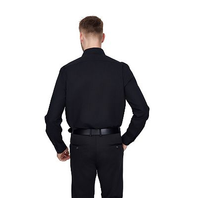 mens black fitted dress pants Wilkes & Riley Solid Spread Collar Dress Shirt Classic Fit Ecru B1035 / 16 / 32/33