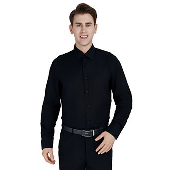Men's Bespoke Classic-Fit Textured Easy Care Dress Shirt