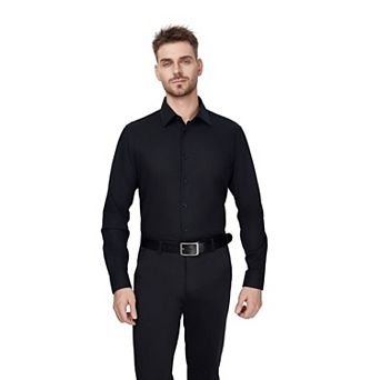 Men's Bespoke Classic-Fit Textured Easy Care Dress Shirt