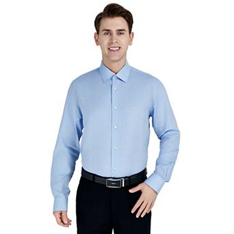 Men's Bespoke Classic-Fit Textured Easy Care Dress Shirt