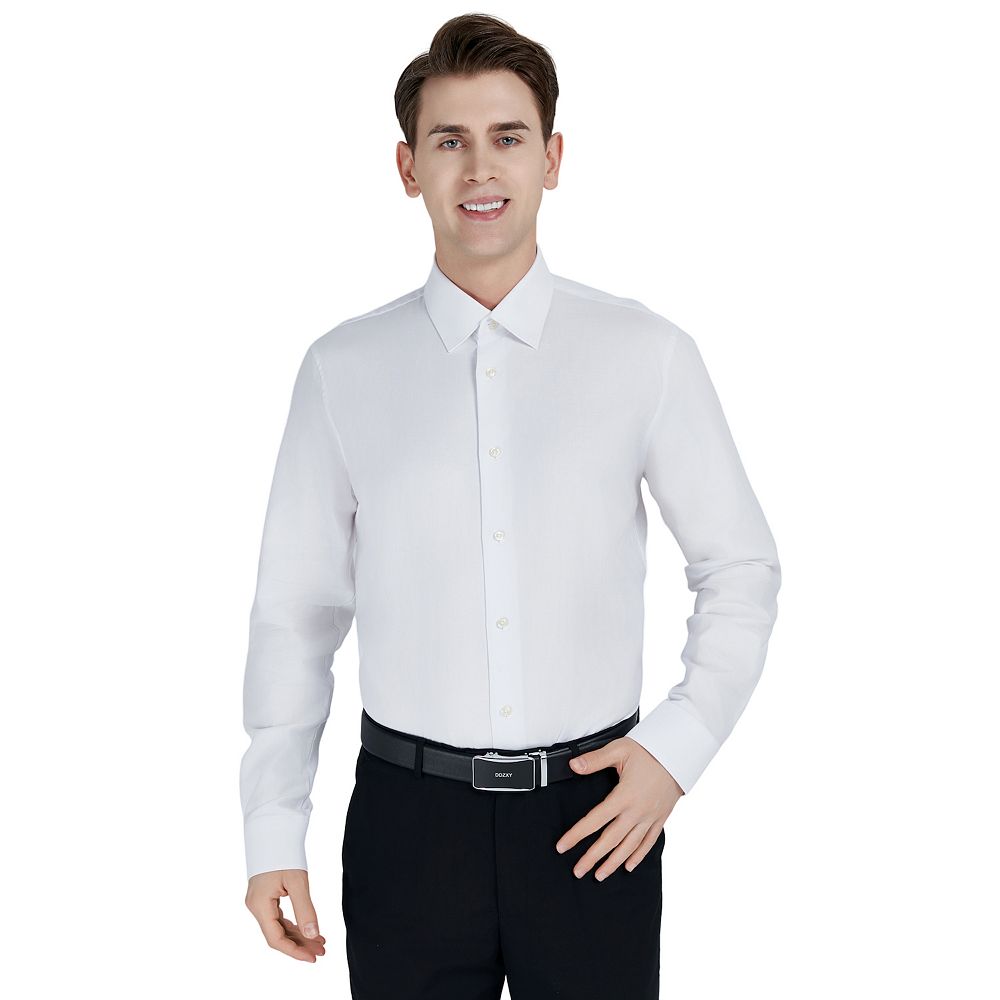 bespoke classic fit dress shirt Men's Bespoke Classic-Fit Textured Easy Care Dress Shirt, Size: 2XL-36/37, White