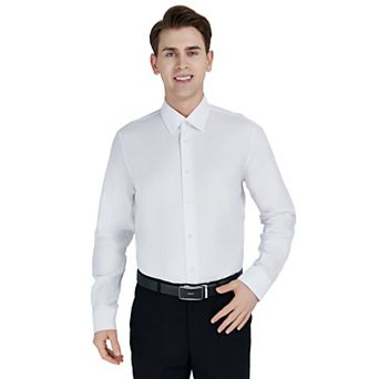 Men's Bespoke Classic-Fit Textured Easy Care Dress Shirt