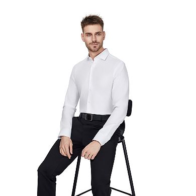 Men's Bespoke Slim-Fit Textured Easy Care Dress Shirt