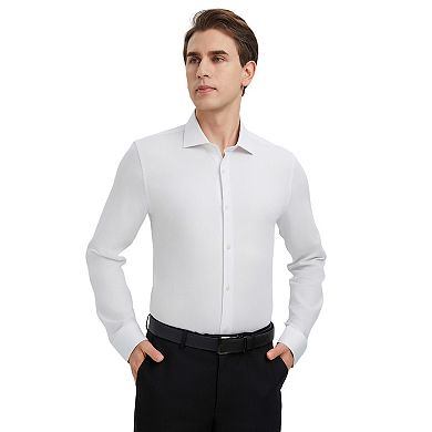 Men's Bespoke Slim-Fit Textured Easy Care Dress Shirt