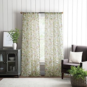 Martha Stewart 2 pc Kensington Garden Print Poletop Curtain Panel Set