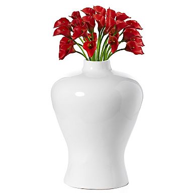 Modern White Large Tabletop Centerpiece Flower Vase
