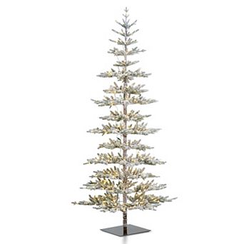 Glitzhome 9ft Deluxe Pre-Lit Artificial Christmas Tree, Flocked Slim Fir Decorative Tree