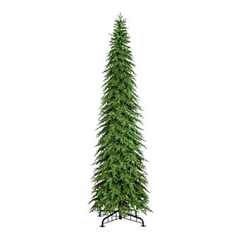 Glitzhome 15ft Pre-Lit Pencil Spruce Artificial Christmas Tree with Lights, 3 Function