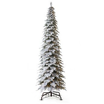 Glitzhome 15ft Pre-Lit Pencil Spruce Artificial Christmas Tree with Lights, 3 Function