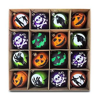 The Face of Spooky Horror 16 pc Ornament Shatterproof Bundle Set