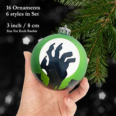 The Face of Spooky Horror 16 Piece Ornament Shatterproof Bundle Set
