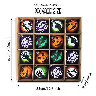 The Face of Spooky Horror 16 Piece Ornament Shatterproof Bundle Set