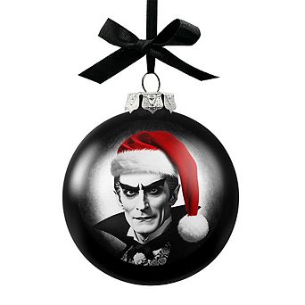 Dracula Spooky Christmas Portrait Glass Ornament, Black Horror Halloween Tree Decoration