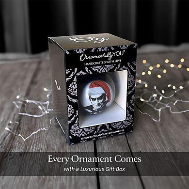 Dracula Spooky Christmas Portrait Glass Ornament, Black Horror Halloween Tree Decoration