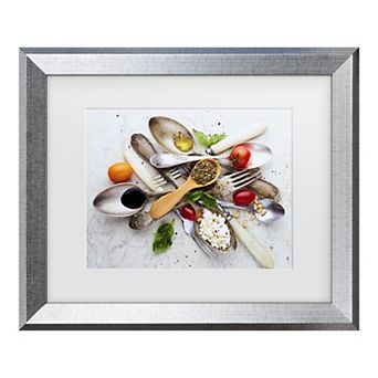 Aleksandrova Karina Spoons And Salad Matted Gray Wood Framed Wall Art