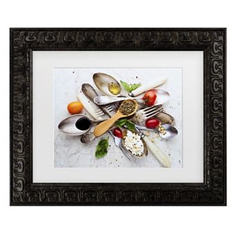 Aleksandrova Karina Spoons And Salad Matted Textured Wood Framed Wall Art