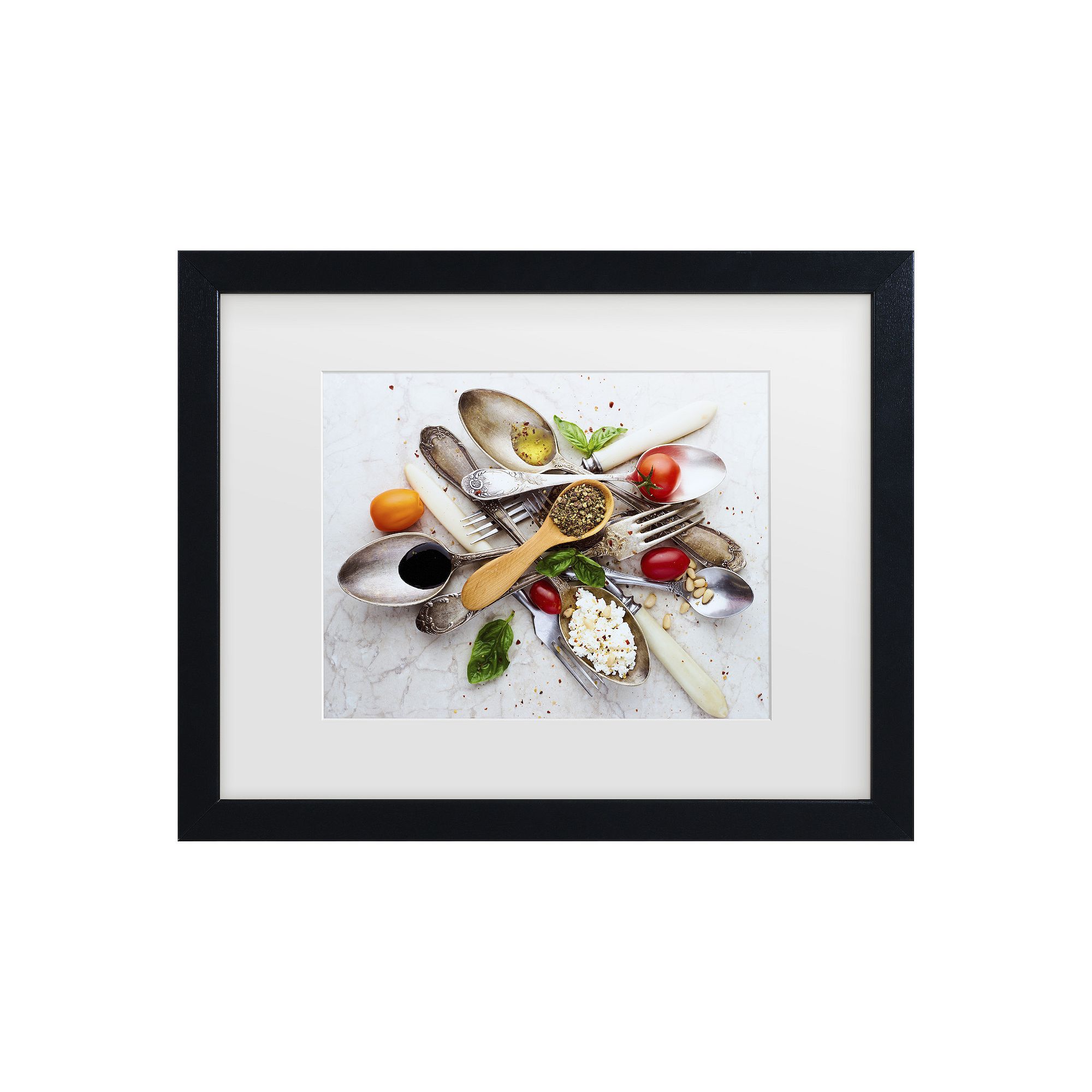 Aleksandrova Karina Spoons And Salad Matted Black Wood Framed Wall Art