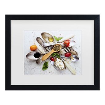 Aleksandrova Karina Spoons And Salad Matted Black Wood Framed Wall Art