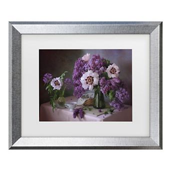 Tatyana Skorokhod Still Life With Lilac And Peonies Matted Framed Wall Art
