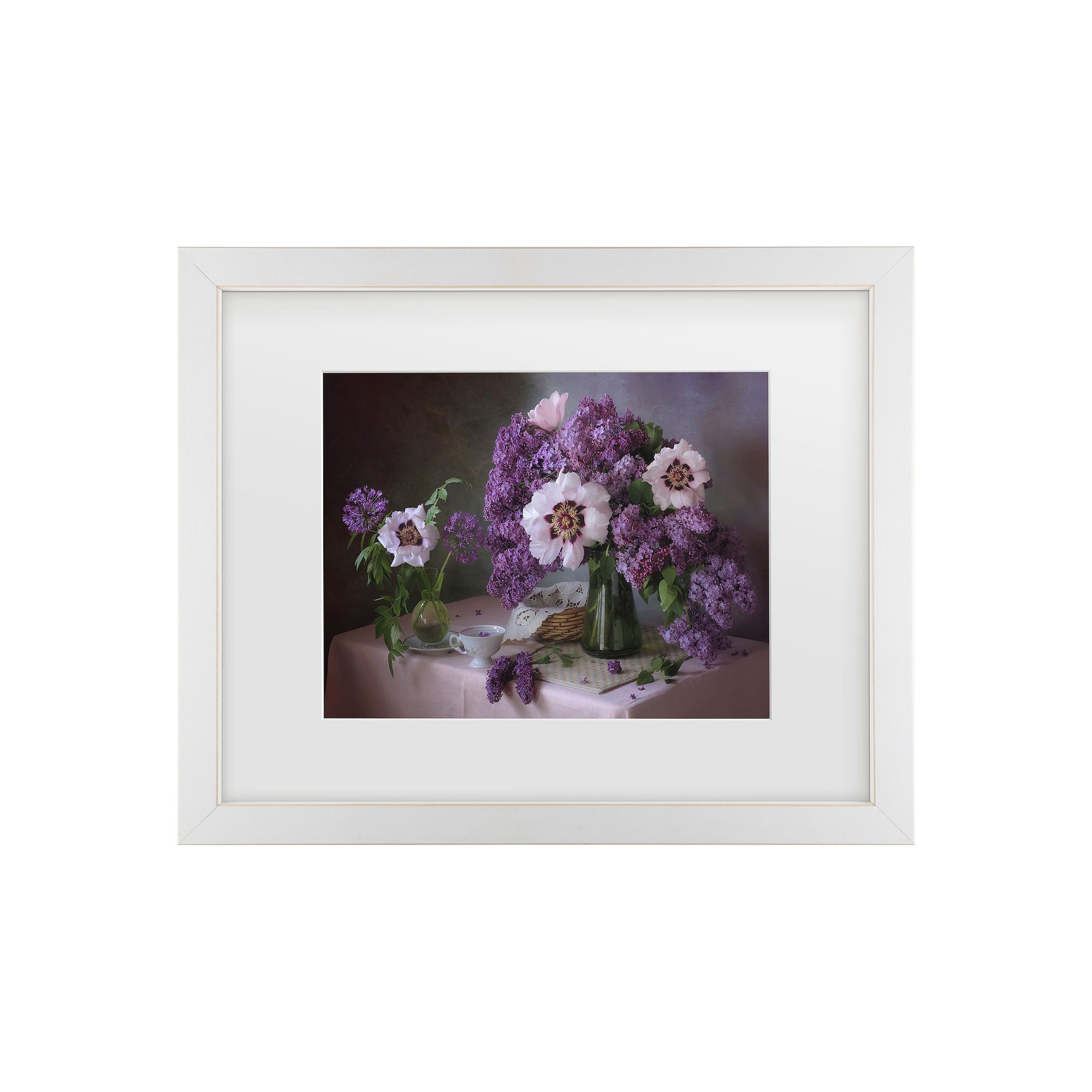 Tatyana Skorokhod Still Life With Lilac And Peonies Matted Framed Wall Art,