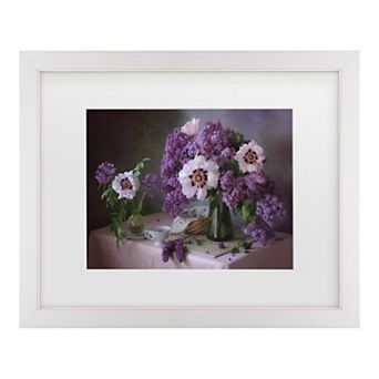 Tatyana Skorokhod Still Life With Lilac And Peonies Matted Framed Wall Art