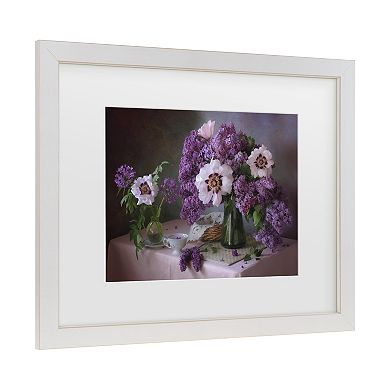 Tatyana Skorokhod Still Life With Lilac And Peonies Matted Framed Wall Art