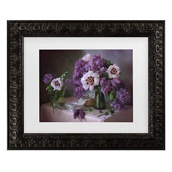 Tatyana Skorokhod Still Life With Lilac And Peonies Matted Framed Wall Art