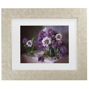 Tatyana Skorokhod Still Life With Lilac And Peonies Matted Framed Wall Art