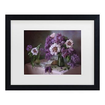 Tatyana Skorokhod Still Life With Lilac And Peonies Matted Framed Wall Art