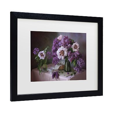 Tatyana Skorokhod Still Life With Lilac And Peonies Matted Framed Wall Art
