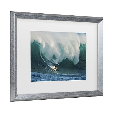 Trademark Fine Art Riding A Crashing Wave Matted Framed Wall Art