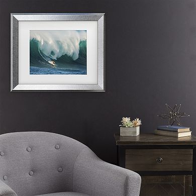 Trademark Fine Art Riding A Crashing Wave Matted Framed Wall Art