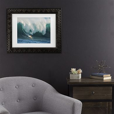 Trademark Fine Art Riding A Crashing Wave Matted Framed Wall Art