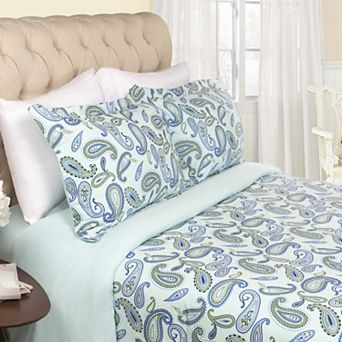 SUPERIOR Floral Paisley Flannel Cotton Duvet Cover Set