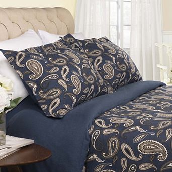 SUPERIOR Floral Paisley Flannel Cotton Duvet Cover Set