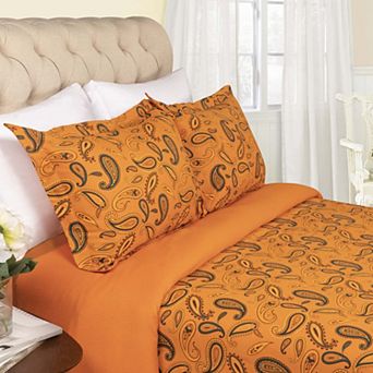 SUPERIOR Floral Paisley Flannel Cotton Duvet Cover Set