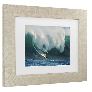 Trademark Fine Art Riding A Crashing Wave Matted Framed Wall Art