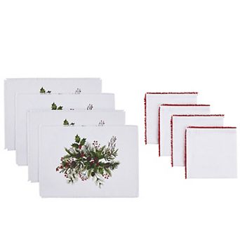 Avanti Merry Holiday 8 pc Table Placemats & Dinner Napkins Set