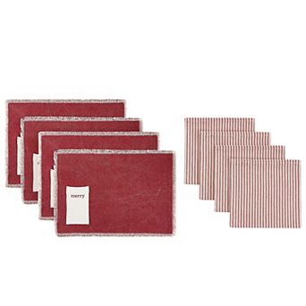 Avanti Merry Holiday 8 pc Table Placemats & Dinner Napkins Set