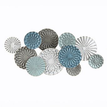 LuxenHome Multi-color Metal Floral Layered Plates Wall Art
