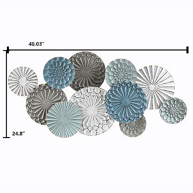 LuxenHome Multi-color Metal Floral Layered Plates Wall Art