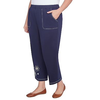 Plus Size Alfred Dunner French Terry Daisy Ankle Pants